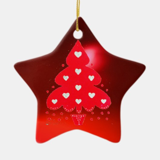 RED CHRISTMAS TREE HOLIDAY PARTY red Keramisch Ornament (Voorkant)