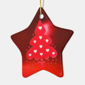 RED CHRISTMAS TREE HOLIDAY PARTY red Keramisch Ornament (Links)