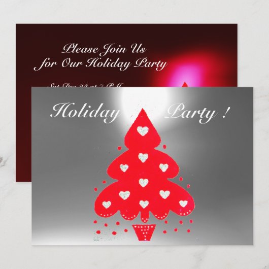 RED CHRISTMAS TREE HOLIDAY PARTY white Kaart (Voorkant / Achterkant)