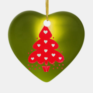 RED CHRISTMAS TREE HOLIDAY PARTY yellow Keramisch Ornament
