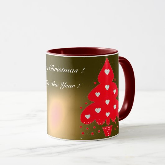 RED CHRISTMAS TREE HOLIDAY PARTY yellow Mok (Voorkant rechts)