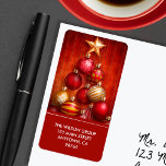 Red Christmas Tree Ornamenten Retouradres Etiket<br><div class="desc">Gepersonaliseerde retouradreslabels zijn voorzien van mooie rode en gouden kerstboom ornamenten met een gouden ster. BIJPASSENDE vakantieuitnodigingen en wenskaarten in ons collectie.</div>
