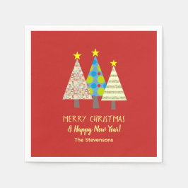 Red Christmas Tree Personalized Servet