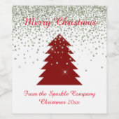 RED CHRISTMAS TREE SPARKLE WINE GIFT WIJN ETIKET (Enkel label)