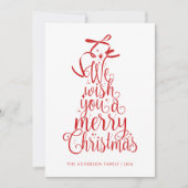 Red Christmas Tree Typography Script Feestdagenkaart (Voorkant)