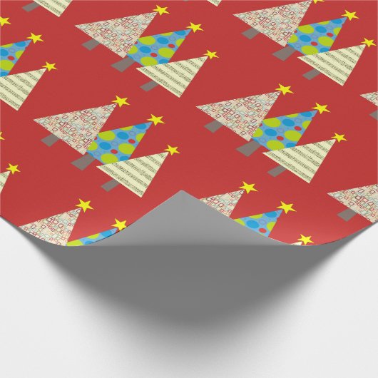 Red Christmas Trees Gift Cadeaupapier (Hoek)