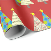 Red Christmas Trees Gift Cadeaupapier (Rol Hoek)