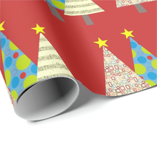 Red Christmas Trees Gift Cadeaupapier (Rol Hoek)