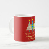 Red Christmas Trees Personalized Koffiemok (Voorkant links)
