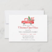 Red Christmas Truck Waterverf vakantie open huis Kaart (Voorkant)