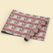 Red Christmas Village Familiefoto Custom Holiday Cadeaupapier