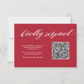 Red Christmas Wedding QR-code RSVP Kaartje (Voorkant)
