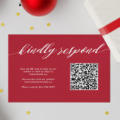 Red Christmas Wedding QR-code RSVP Kaartje