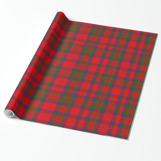 Red Christmas Wool Texture Plaid Cadeaupapier (Uitgerold)