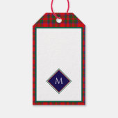 Red Christmas Wool Texture Plaid with Monogram Cadeaulabel (Voorkant)