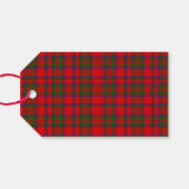 Red Christmas Wool Texture Plaid with Monogram Cadeaulabel (Achterkant Horizontaal)