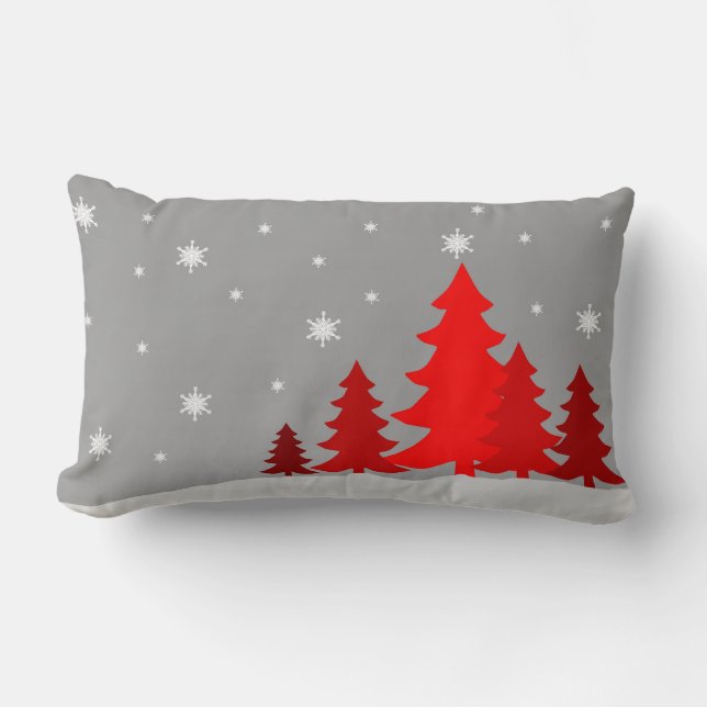 Red Christmastree lumbar pillow Kussen (Voorkant)