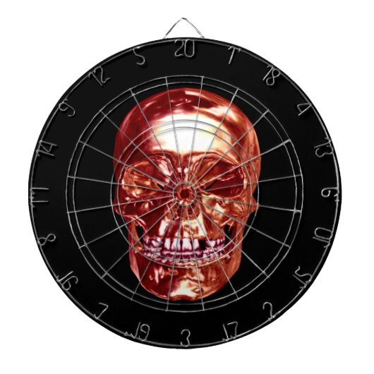 Red Chrome Skull Dart Board Dartbord (Voorkant)