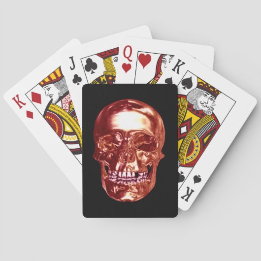 Red Chrome Skull-spelkaarten Pokerkaarten (Achterkant)