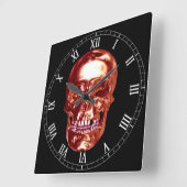 Red Chrome Skull Square Roman Numerus Clock Vierkante Klok (Hoek)