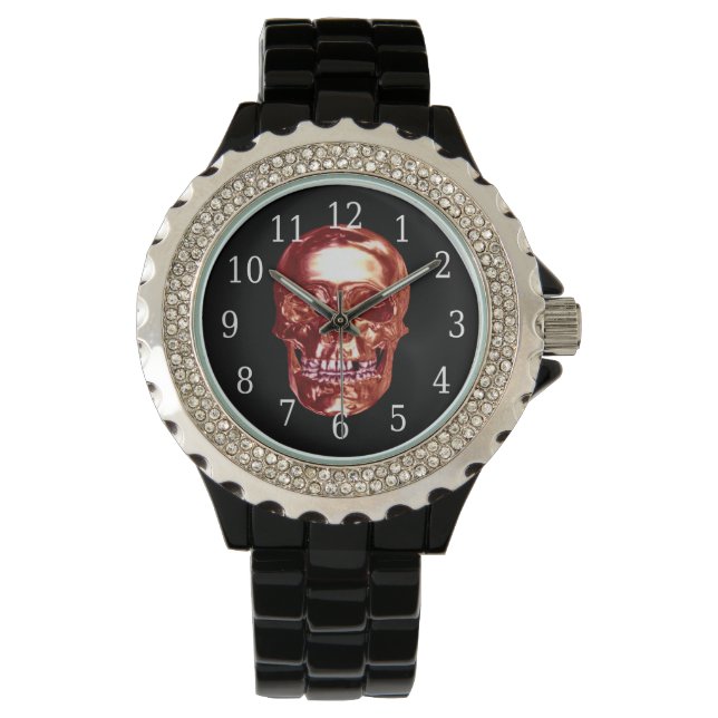 Red Chrome Skull Watch Horloge (Voorkant)
