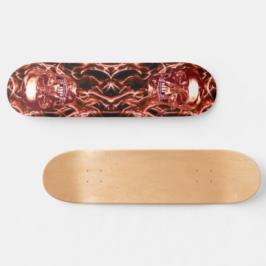 Red Chrome Skulls Skateboard (Horizontaal)
