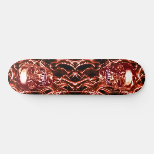 Red Chrome Skulls Skateboard (Horizontaal)