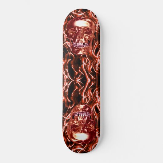 Red Chrome Skulls Skateboard (Voorkant)