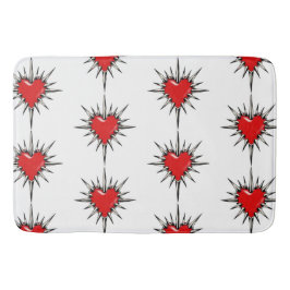 Red Chrome Spiked Heart Sigil Bath Mat