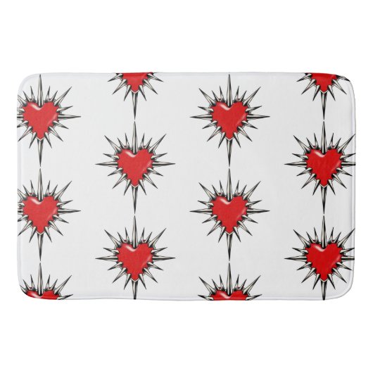 Red Chrome Spiked Heart Sigil Bath Mat (Voorkant)