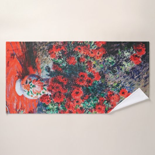 Red Chrysanthemum, Monet Badhanddoek (Badhanddoek)