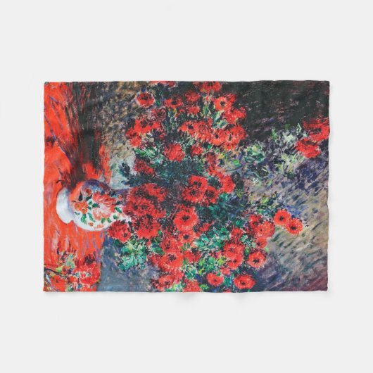 Red Chrysanthemum, Monet Fleece Deken (Voorkant (Horizontaal))