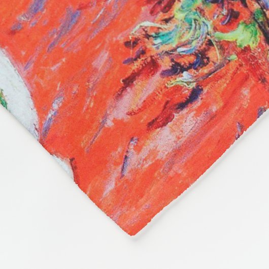 Red Chrysanthemum, Monet Fleece Deken (Hoek)