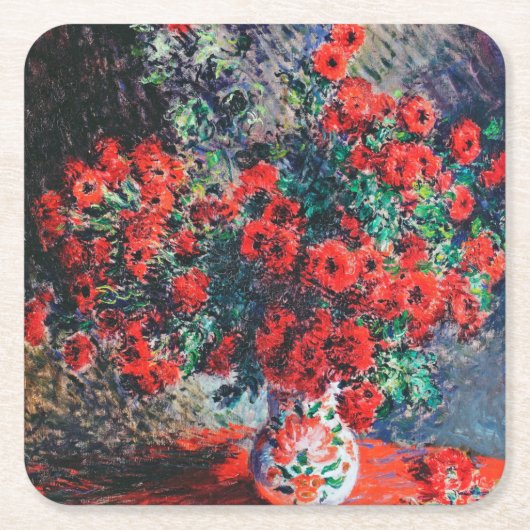 Red Chrysanthemum, Monet Kartonnen Onderzetters (Voorkant)