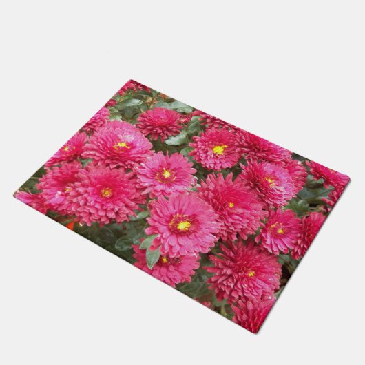 Red Chrysanthemums Floral Deurmat (Schuin)