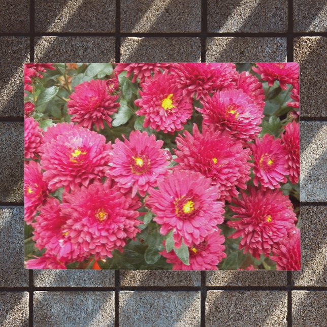 Red Chrysanthemums Floral Deurmat (In Situ)