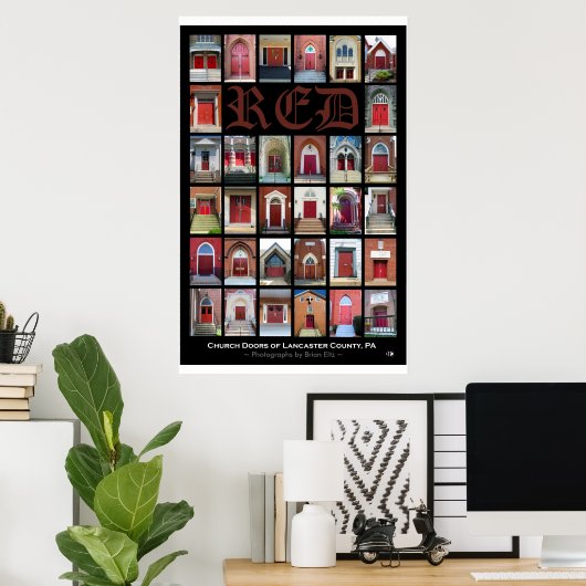 "RED Church Doors of Lancaster County, PA"-Poster Poster (Thuiskantoor)