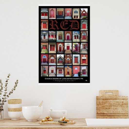 "RED Church Doors of Lancaster County, PA"-Poster Poster (Keuken)