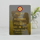 Red Circle Double Happiness Foto Chinees bruiloft Folie Uitnodiging (Staand Voorkant)