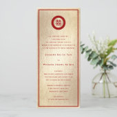 Red Circle Double Happiness Gold Chinese bruiloft Kaart (Staand voorkant)