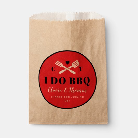 Red Circle Ik doe BBQ Verlovingsfeest Bedankzakje (Voorkant)
