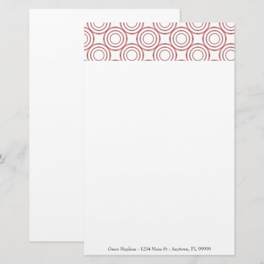 Red Circle Patroon Personaliseer de schrijfmachine Briefpapier (Voorkant / Achterkant)