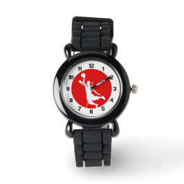 Red Circle Slam Dunk Basketbalspeler Horloge