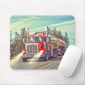 Red Cistern Truck Highway Driving Art Mousepad Muismat (Met muis)