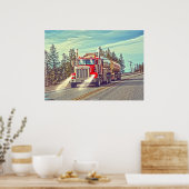 Red Cistern Truck - Truck and Highway Art Poster (Keuken)