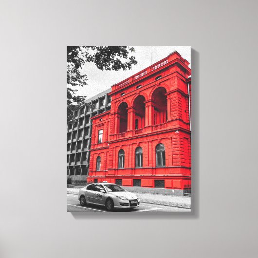 Red City Building Minimalistische fotografie Canvas Afdruk (Voorkant)