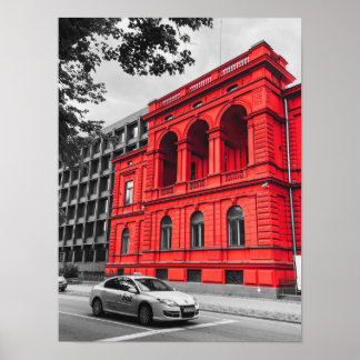 Red City Building Minimalistische fotografie Poster