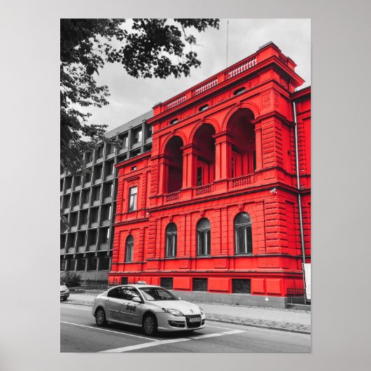 Red City Building Minimalistische fotografie Poster (Voorkant)