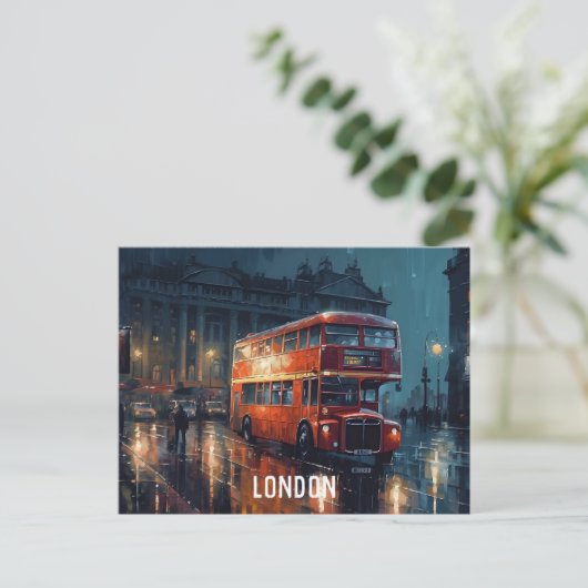 Red City Bus in Londen Briefkaart (Staand voorkant)
