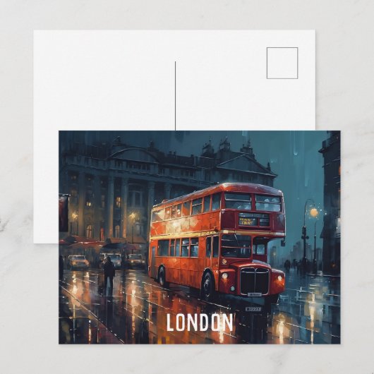 Red City Bus in Londen Briefkaart (Voorkant / Achterkant)